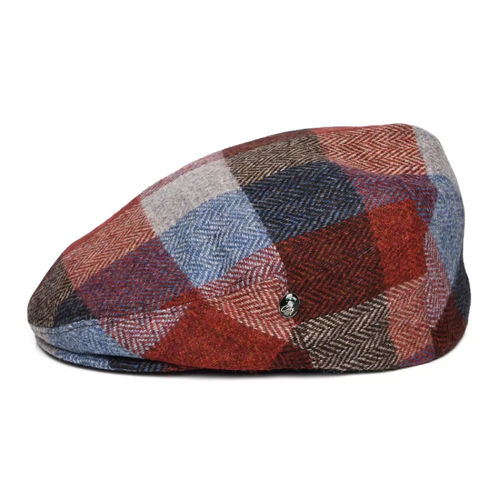 Casquettes Plates | Chapeaux Hiver^City Sport Casquette Plate en Tweed du Donegal Patch à Chevrons bleu-vin