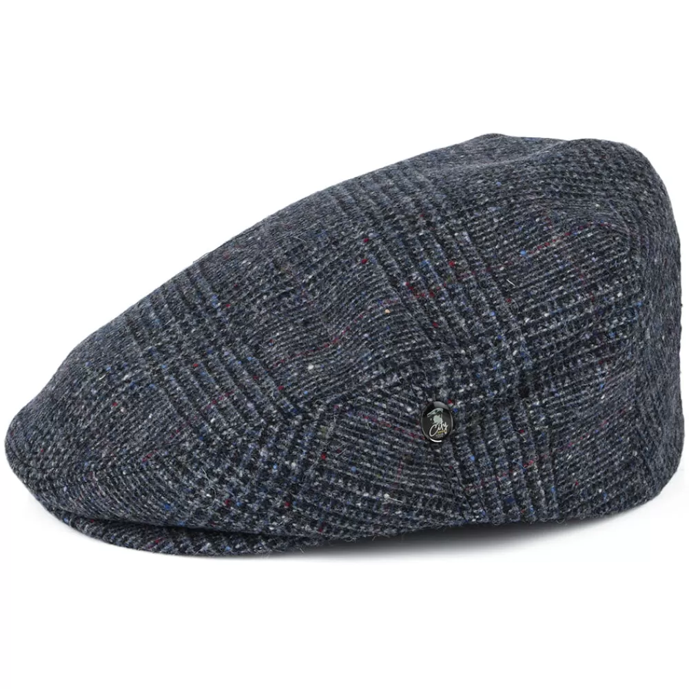Casquettes Plates | Casquettes Plates^City Sport Casquette Plate en Tweed du Donegal Prince-de-Galles bleu