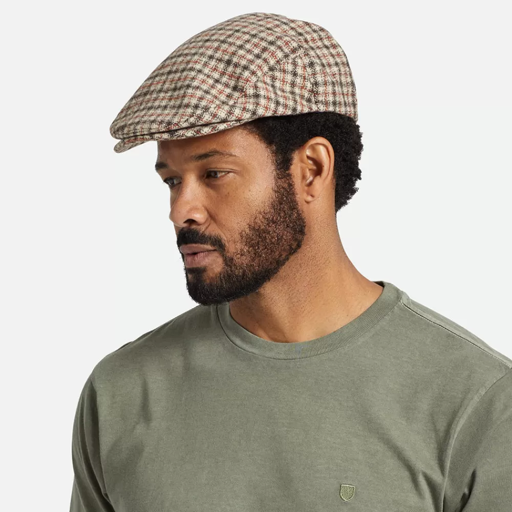 Casquettes Plates | Casquettes Plates^Brixton Casquette Plate Pied-de-Poule Hooligan Lightweight X Snap sable-marron-orange