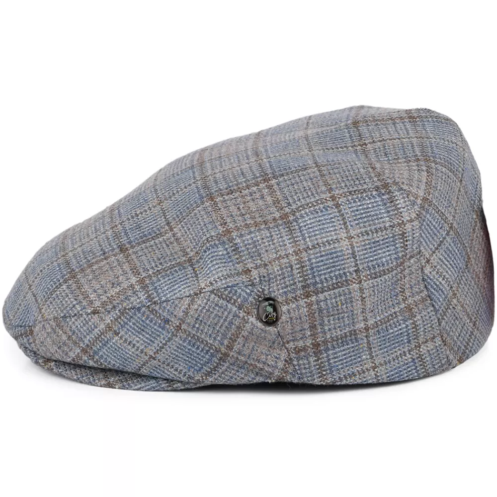 Casquettes Plates | Casquettes Plates^City Sport Casquette Plate Été en Soie et Laine à Carreaux bleu-marron