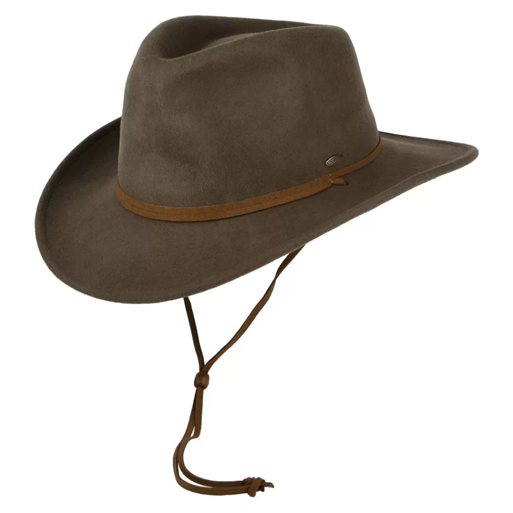 Chapeaux De Pluie | Chapeaux De Cowboy^Scala Chapeau Australien Déformable en Laine Feutrée Hydrofuge Avec Protège-Oreilles khaki