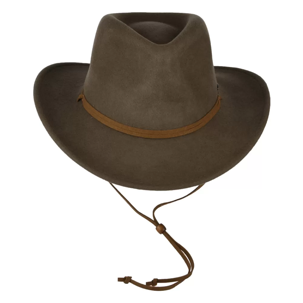 Chapeaux De Pluie | Chapeaux De Cowboy^Scala Chapeau Australien Déformable en Laine Feutrée Hydrofuge Avec Protège-Oreilles khaki