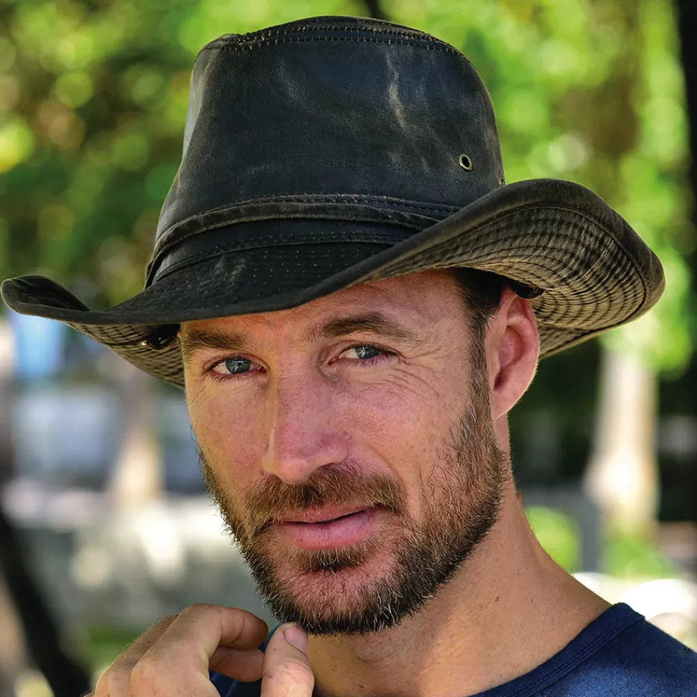 Chapeaux Trilby | Chapeaux Fedora^Dorfman Pacific Chapeau Australien en Coton à Effet Usé marron