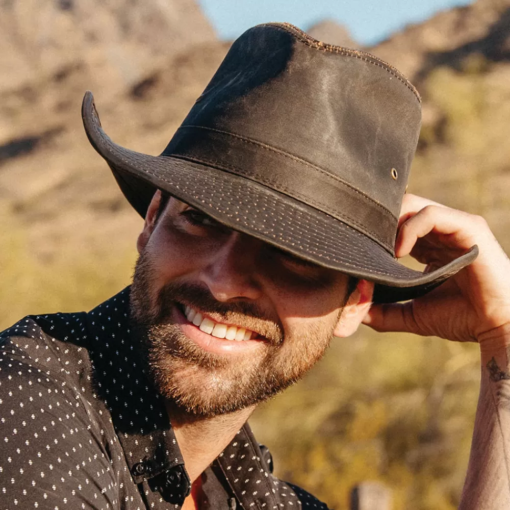 Chapeaux Trilby | Chapeaux Fedora^Dorfman Pacific Chapeau Australien en Coton à Effet Usé marron