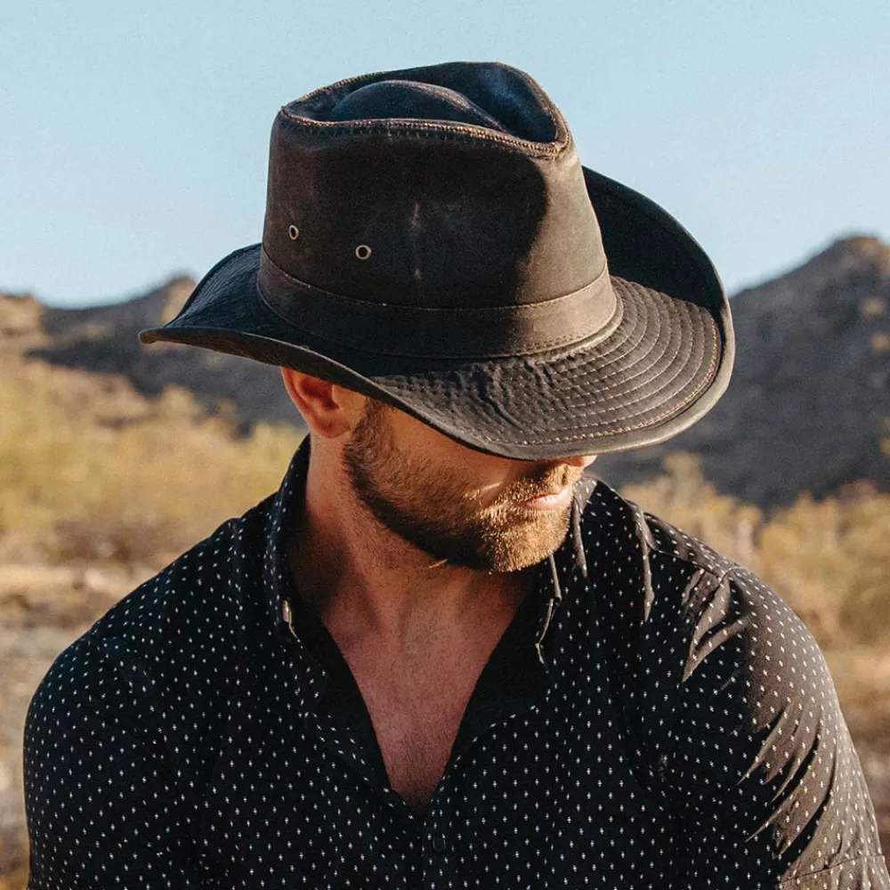 Chapeaux Trilby | Chapeaux Fedora^Dorfman Pacific Chapeau Australien en Coton à Effet Usé marron