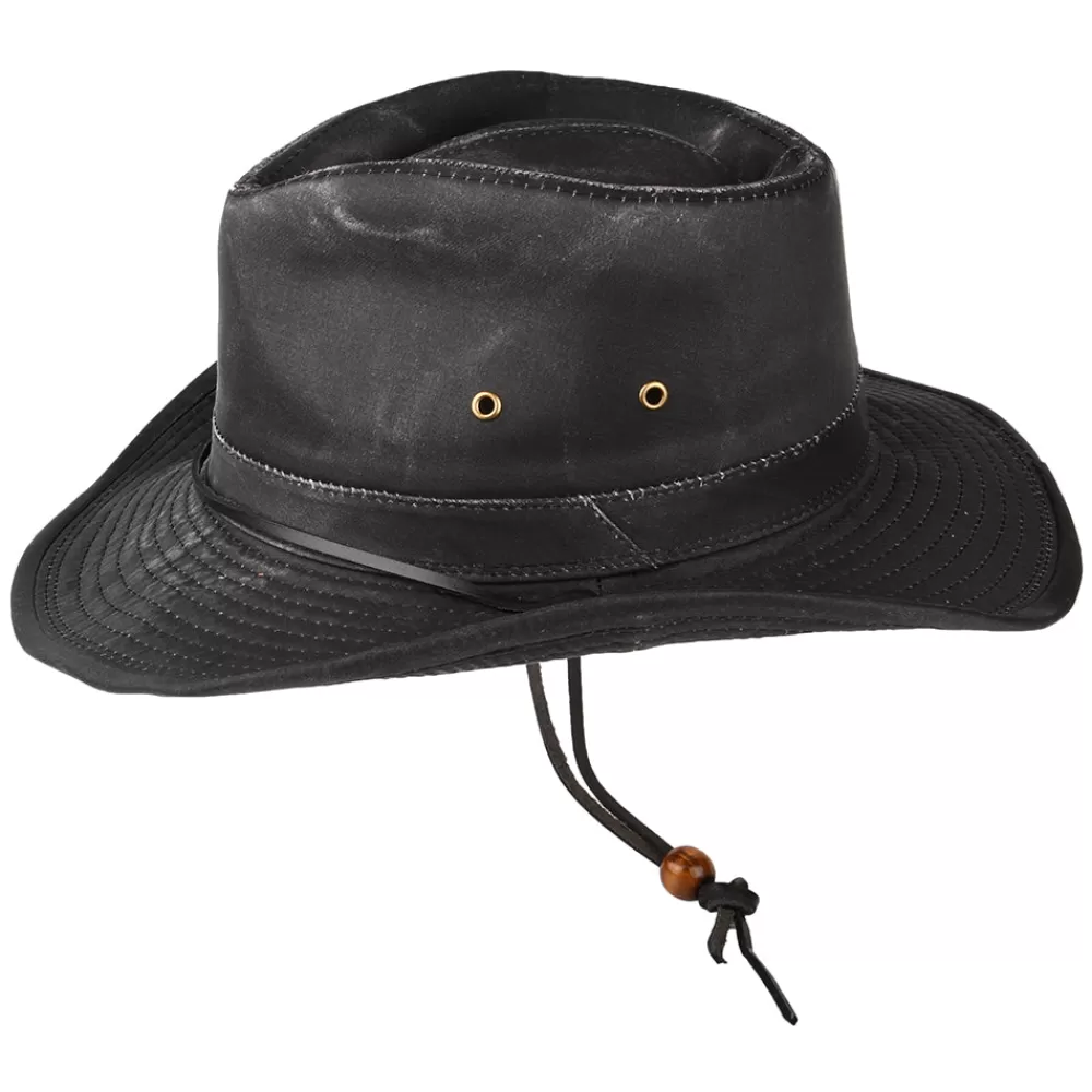 Chapeaux Trilby | Chapeaux Fedora^Dorfman Pacific Chapeau Australien en Coton à Effet Usé noir