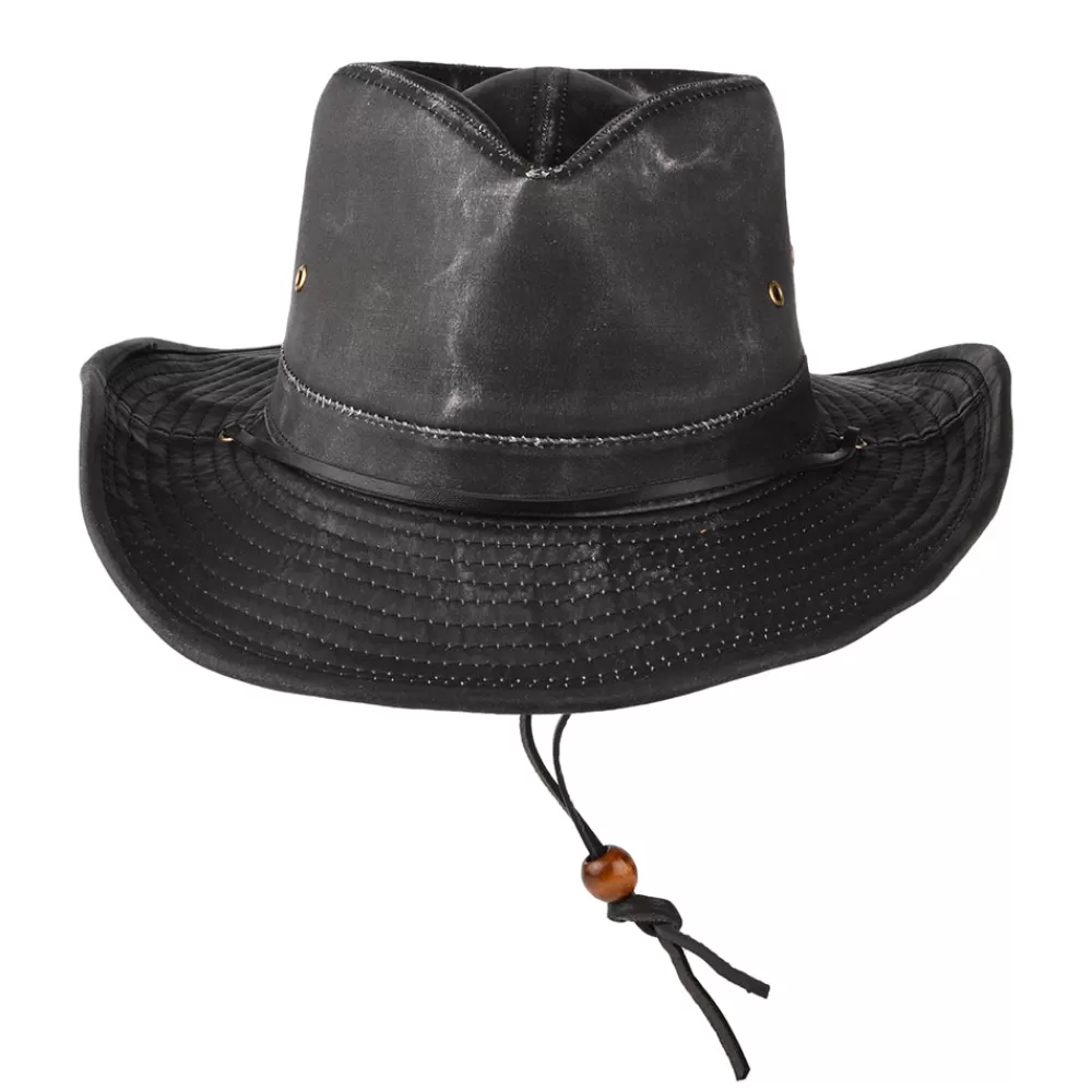Chapeaux Trilby | Chapeaux Fedora^Dorfman Pacific Chapeau Australien en Coton à Effet Usé noir