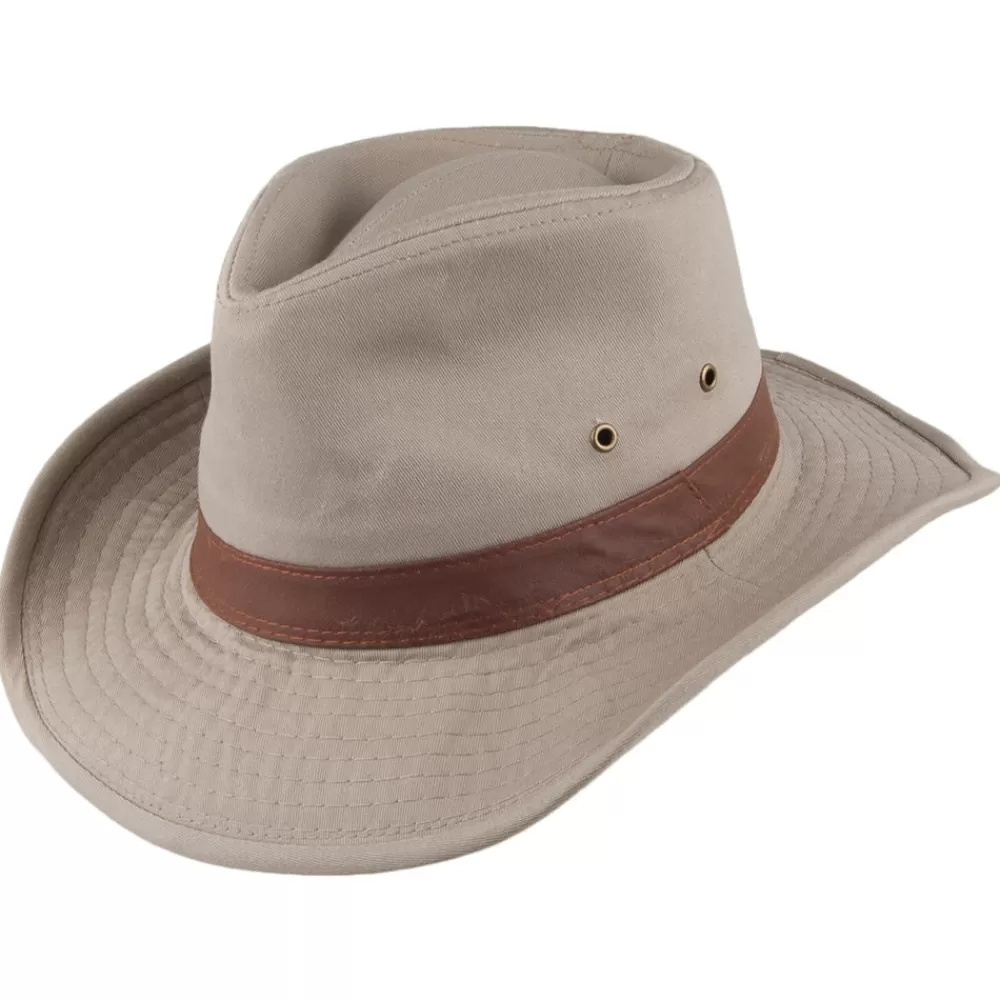 Chapeaux Trilby | Chapeaux Fedora^Dorfman Pacific Chapeau Australien en Coton Sergé Délavé khaki