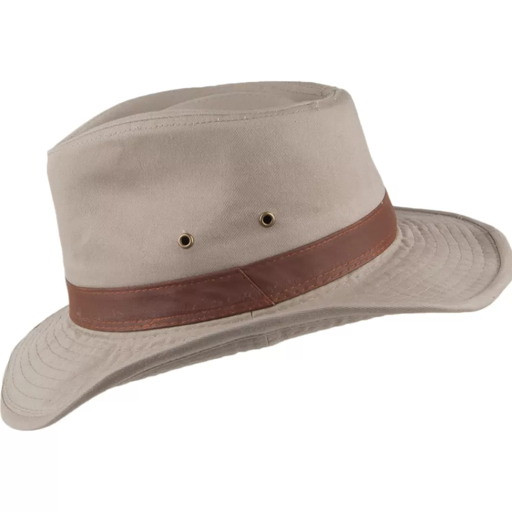 Chapeaux Trilby | Chapeaux Fedora^Dorfman Pacific Chapeau Australien en Coton Sergé Délavé khaki