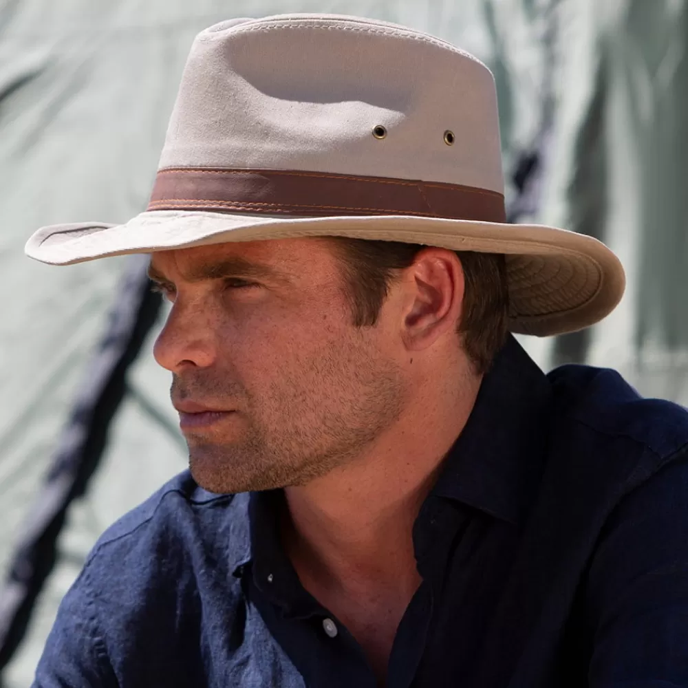 Chapeaux Trilby | Chapeaux Fedora^Dorfman Pacific Chapeau Australien en Coton Sergé Délavé khaki