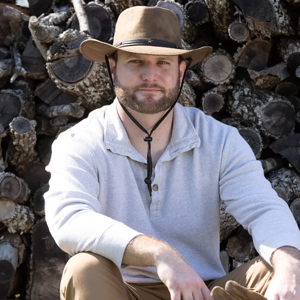 Chapeaux De Cowboy | Chapeaux De Cowboy^Dorfman Pacific Chapeau Australien en Coton Sergé Vieilli Danum marron