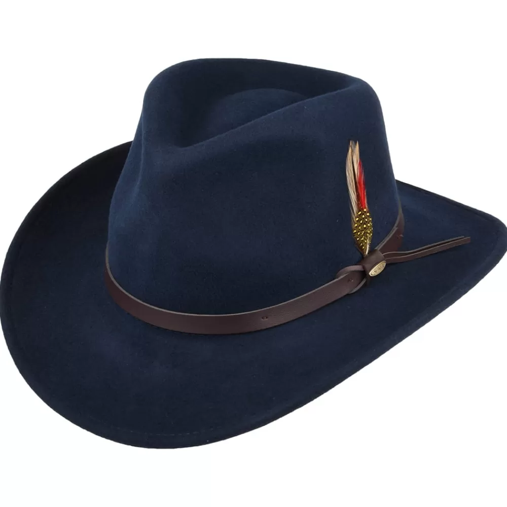 Chapeaux Trilby | Chapeaux Fedora^Scala Chapeau Australien en Laine Feutrée Déformable Hydrofuge Dakota bleu marine