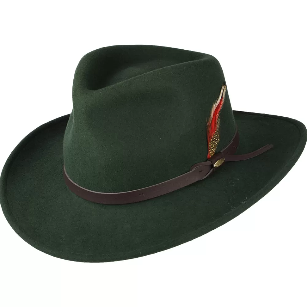Chapeaux Trilby | Chapeaux Fedora^Scala Chapeau Australien en Laine Feutrée Déformable Hydrofuge Dakota forêt