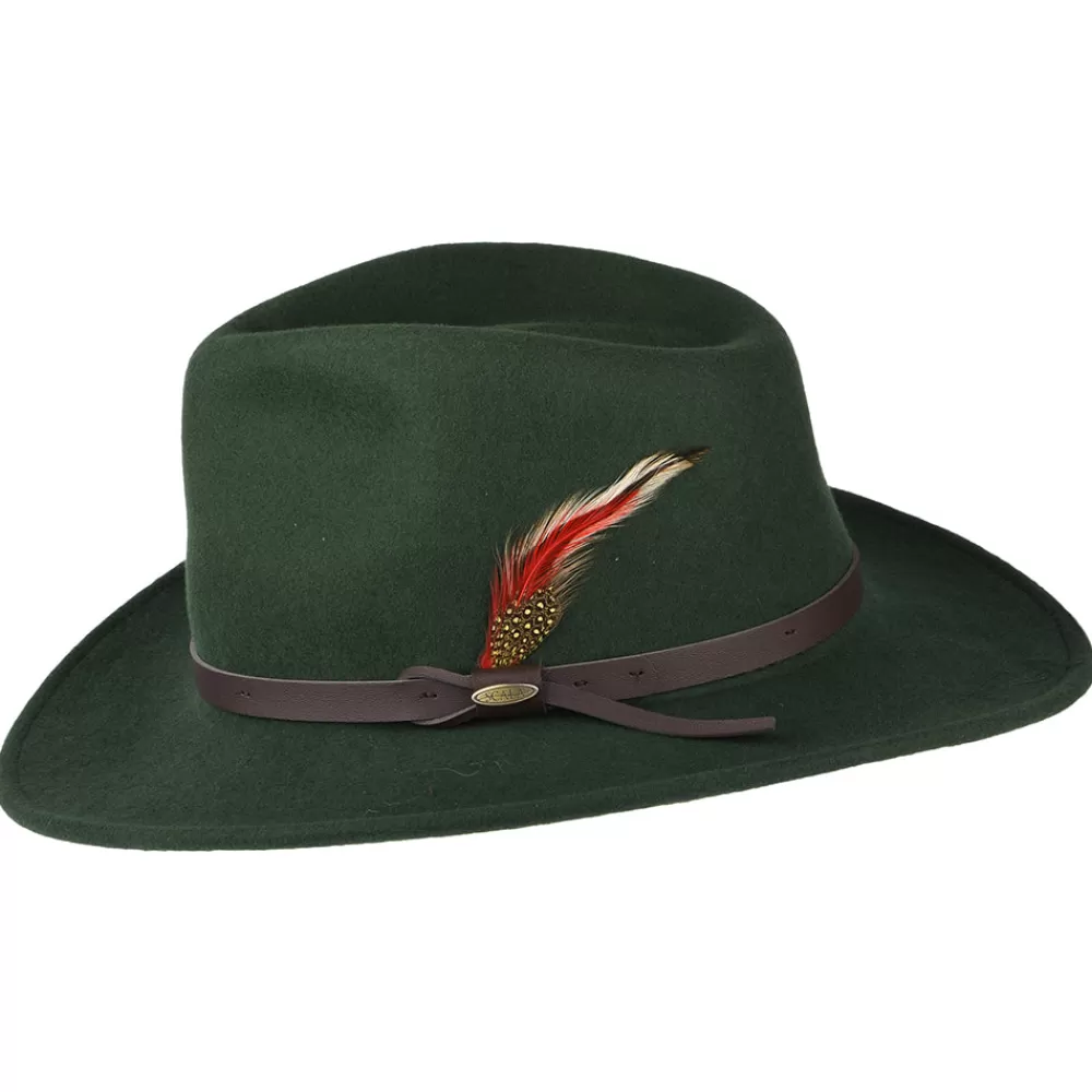 Chapeaux Trilby | Chapeaux Fedora^Scala Chapeau Australien en Laine Feutrée Déformable Hydrofuge Dakota forêt