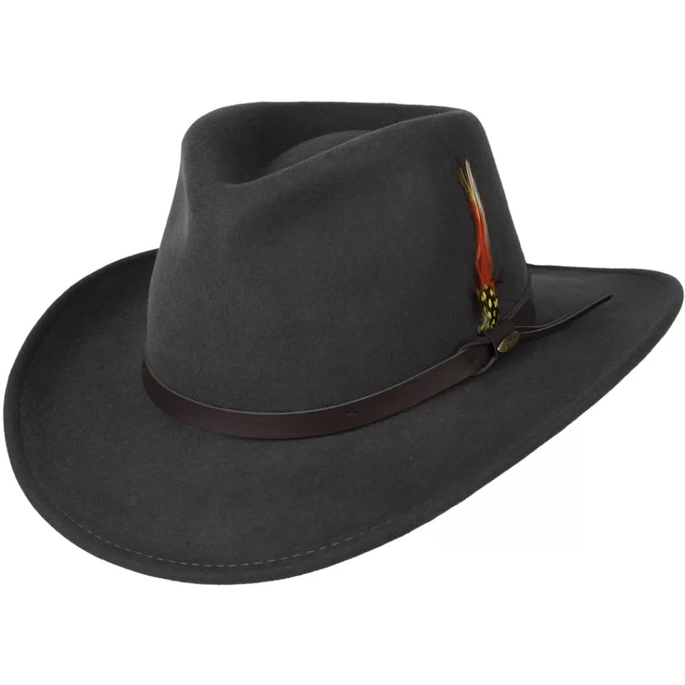 Chapeaux Trilby | Chapeaux Fedora^Scala Chapeau Australien en Laine Feutrée Déformable Hydrofuge Dakota gris