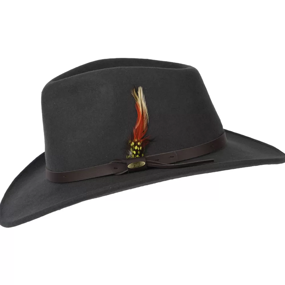 Chapeaux Trilby | Chapeaux Fedora^Scala Chapeau Australien en Laine Feutrée Déformable Hydrofuge Dakota gris