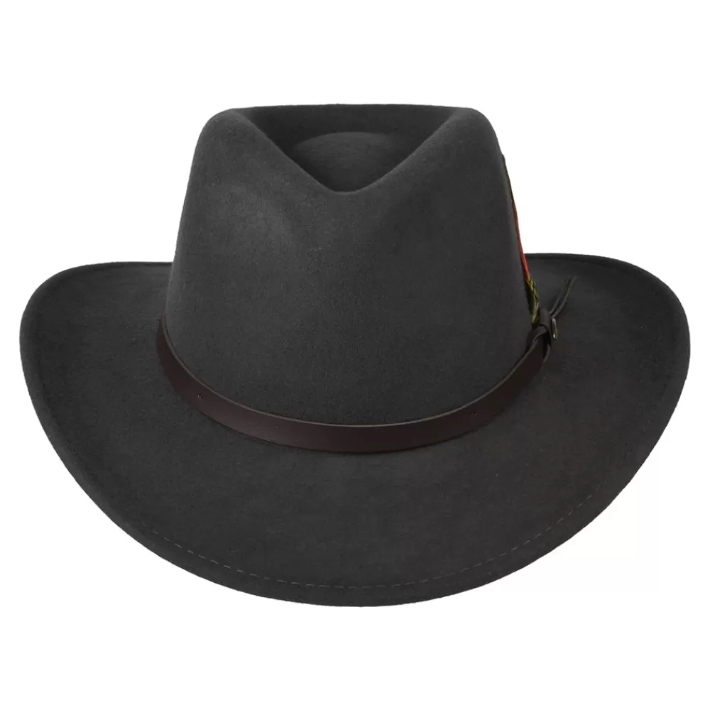 Chapeaux Trilby | Chapeaux Fedora^Scala Chapeau Australien en Laine Feutrée Déformable Hydrofuge Dakota gris