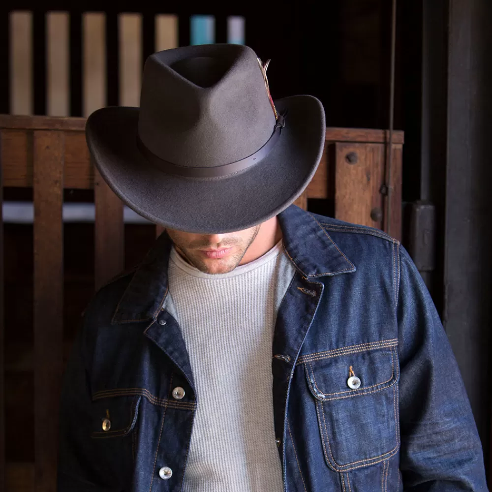 Chapeaux Trilby | Chapeaux Fedora^Scala Chapeau Australien en Laine Feutrée Déformable Hydrofuge Dakota gris