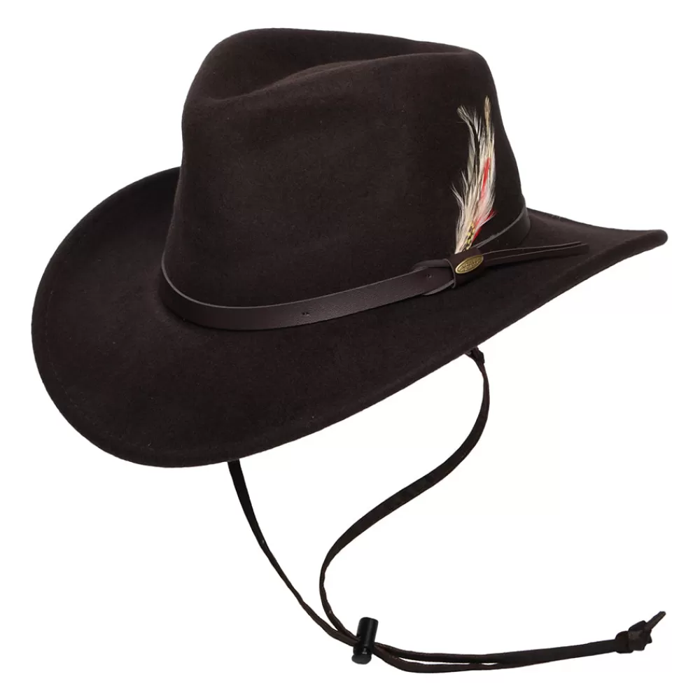 Chapeaux De Pluie | Chapeaux De Cowboy^Scala Chapeau Australien en Laine Feutrée Déformable Hydrofuge Dakota Stampede chocolat