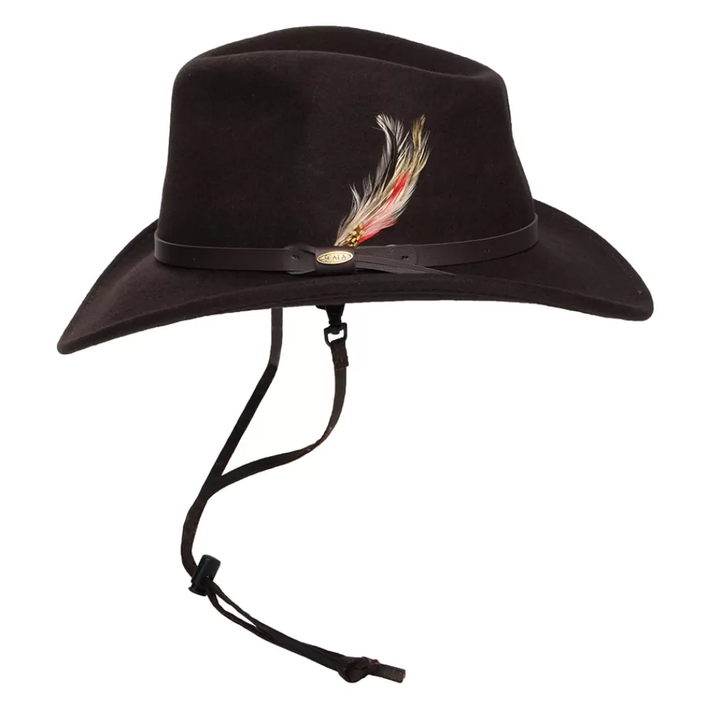 Chapeaux De Pluie | Chapeaux De Cowboy^Scala Chapeau Australien en Laine Feutrée Déformable Hydrofuge Dakota Stampede chocolat