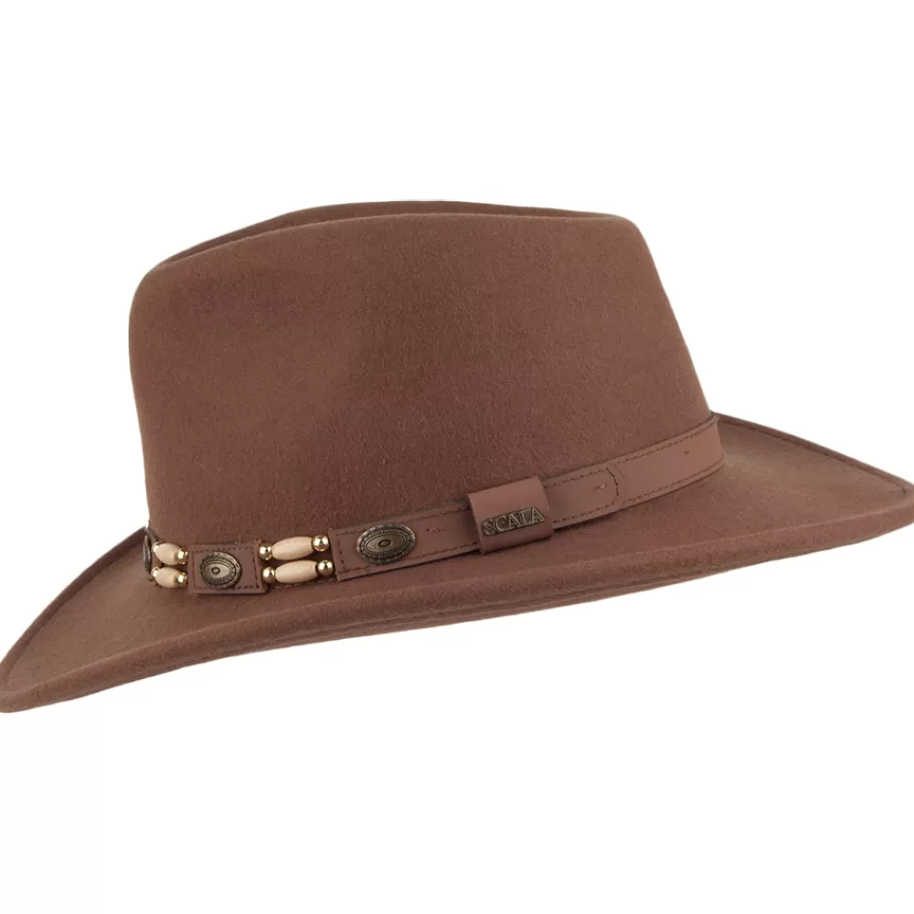 Chapeaux Femme | Chapeaux De Cowboy^Scala Chapeau Australien en Laine Feutrée Déformable Knoxville noix de pécan