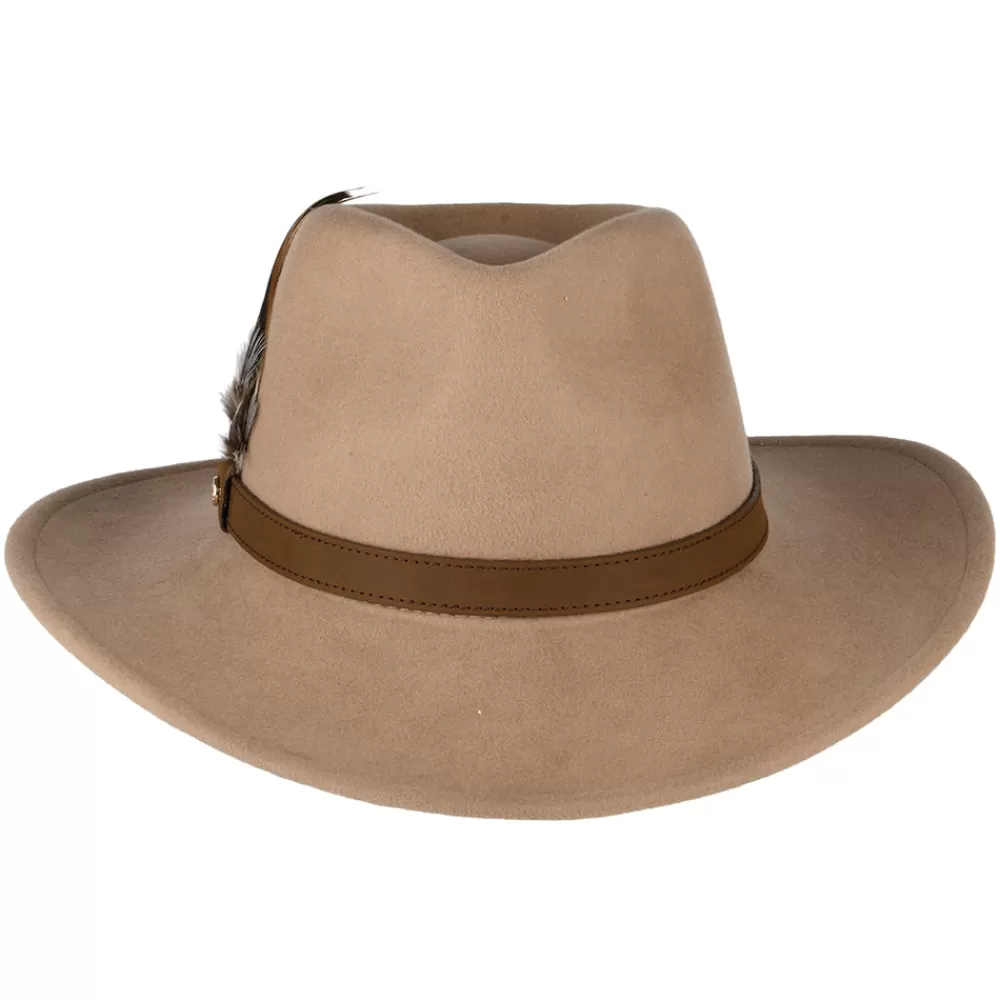 Chapeaux De Pluie | Chapeaux Femme^Failsworth Chapeau Australien Hydrofuge en Laine Feutrée Avec Plumes camel
