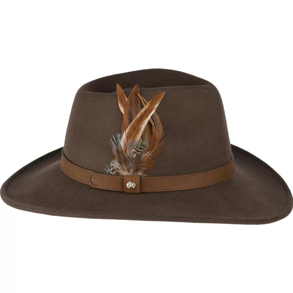Chapeaux De Pluie | Chapeaux Femme^Failsworth Chapeau Australien Hydrofuge en Laine Feutrée Avec Plumes marron