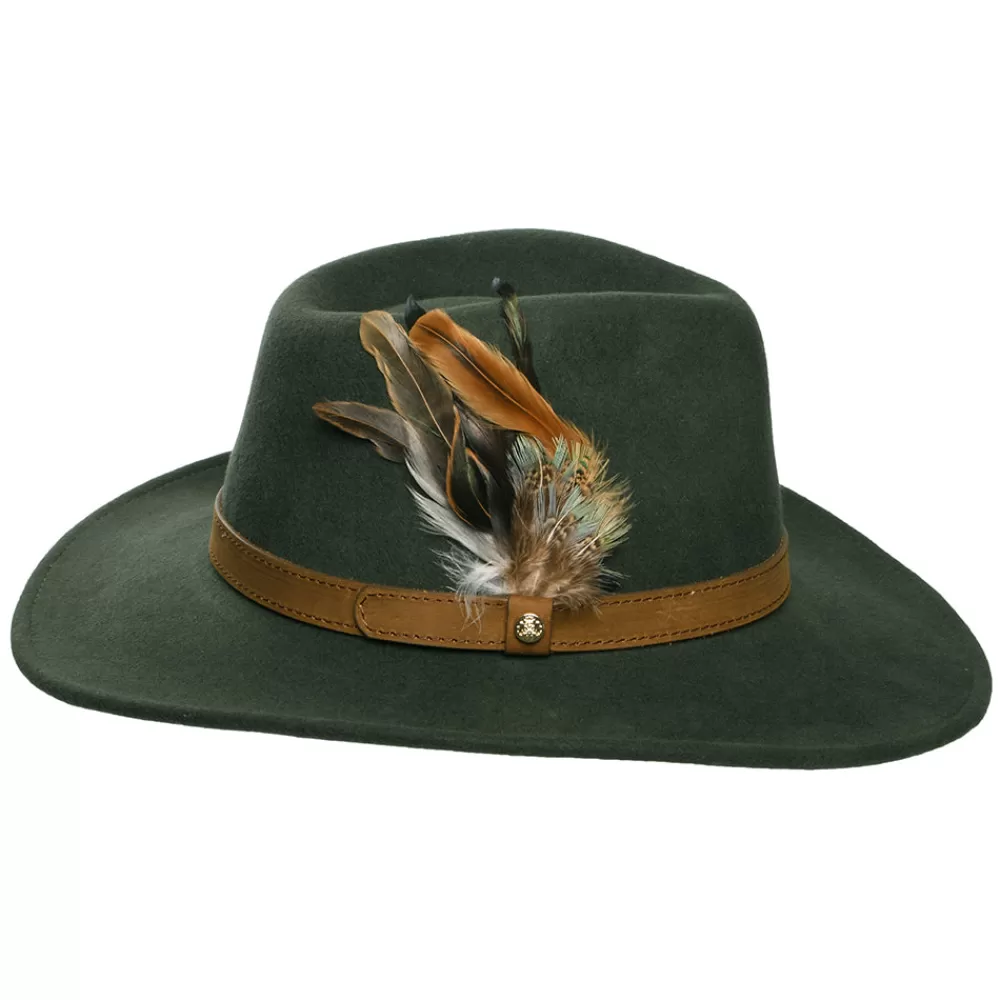 Chapeaux De Pluie | Chapeaux Femme^Failsworth Chapeau Australien Hydrofuge en Laine Feutrée Avec Plumes olive