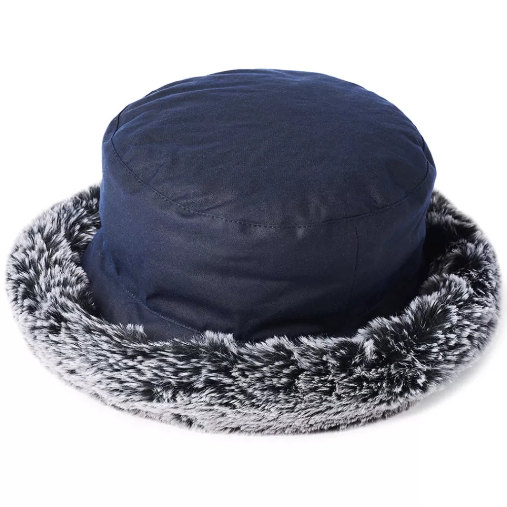 Fausse Fourrure | Chapeaux Hiver^Failsworth Chapeau Bob en Coton Ciré Rebord en Fausse Fourrure bleu marine