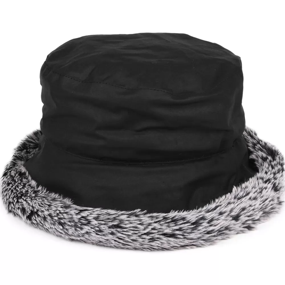 Fausse Fourrure | Chapeaux Hiver^Failsworth Chapeau Bob en Coton Ciré Rebord en Fausse Fourrure noir