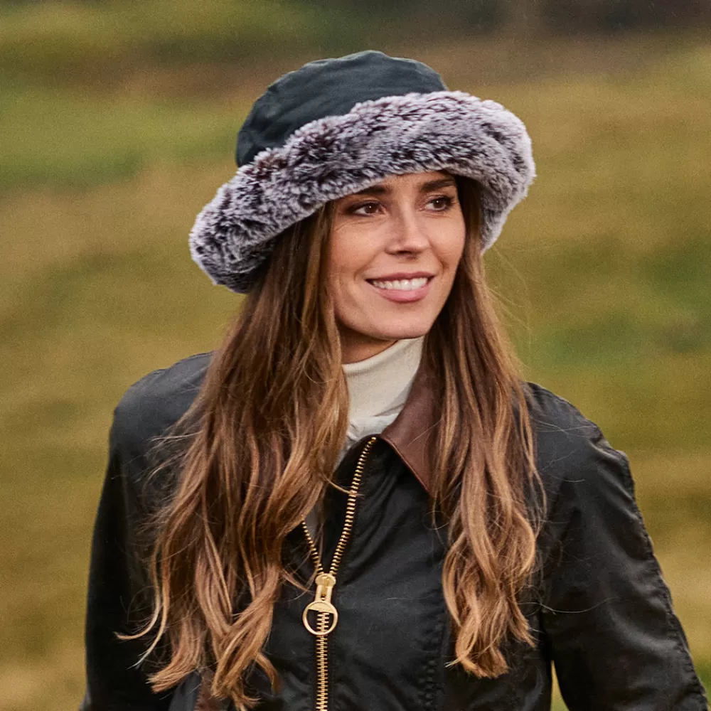 Fausse Fourrure | Chapeaux Hiver^Failsworth Chapeau Bob en Coton Ciré Rebord en Fausse Fourrure noir