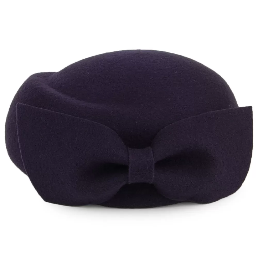 Chapeaux Cérémonie | Chapeaux Calots^Whiteley Chapeau Calot en Laine avec Nœud Avery bleu marine