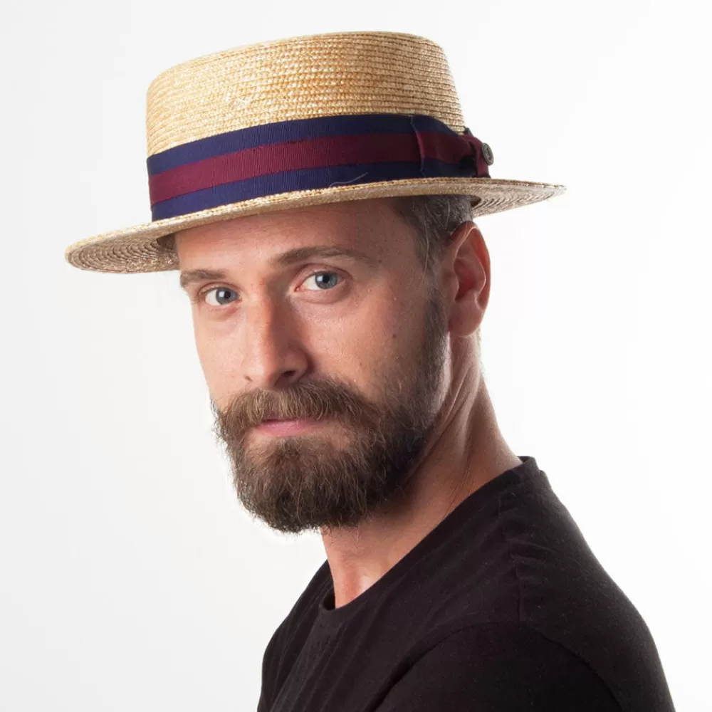 Chapeaux Été | Chapeaux De Paille^Jaxon & James Chapeau Canotier en Paille avec Bandeau à Rayures naturel JAXON & JAMES