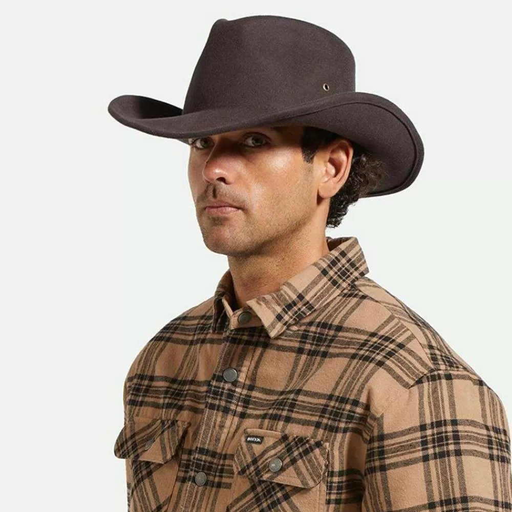 Chapeaux De Cowboy | Chapeaux De Cowboy^Brixton Chapeau de Cowboy en Laine Feutrée Weather Guard Scottsdale chocolat
