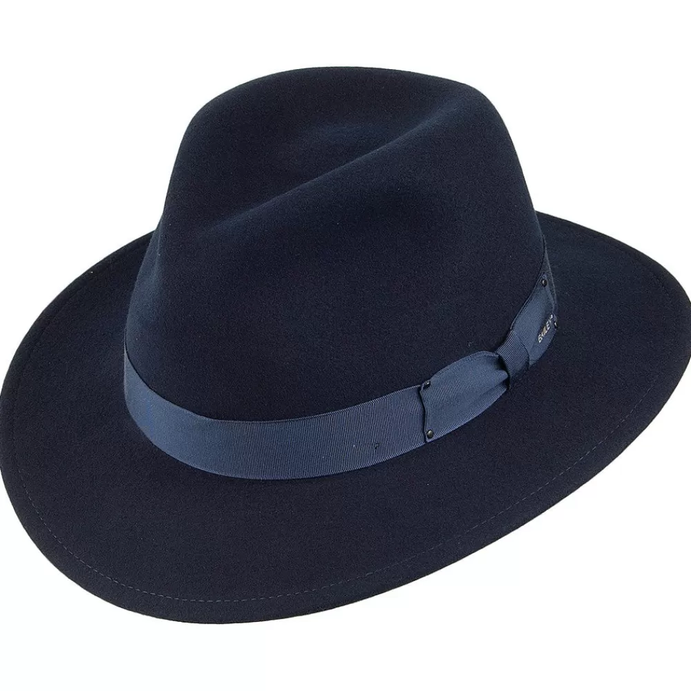 Chapeaux Trilby | Chapeaux Hiver^Bailey Chapeau Fedora Déformable Hydrofuge Curtis en Laine Feutrée bleu marine