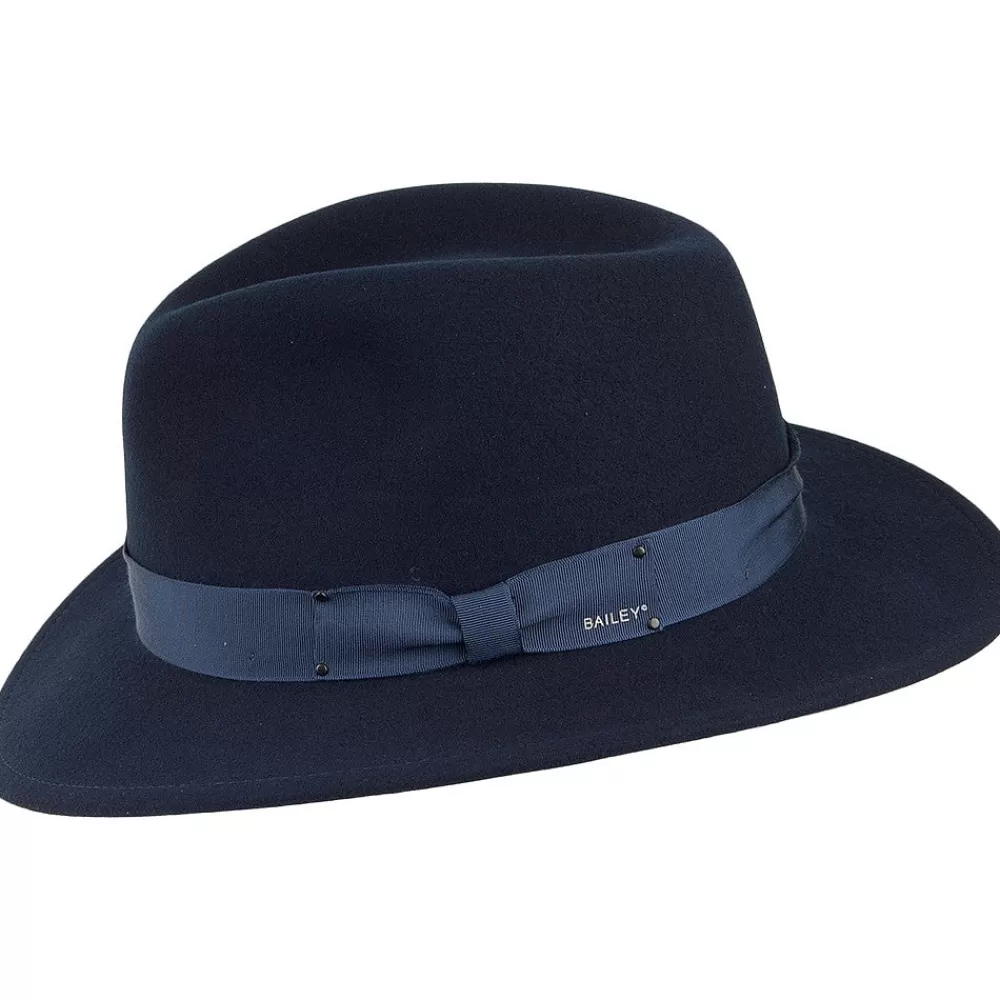 Chapeaux Trilby | Chapeaux Hiver^Bailey Chapeau Fedora Déformable Hydrofuge Curtis en Laine Feutrée bleu marine