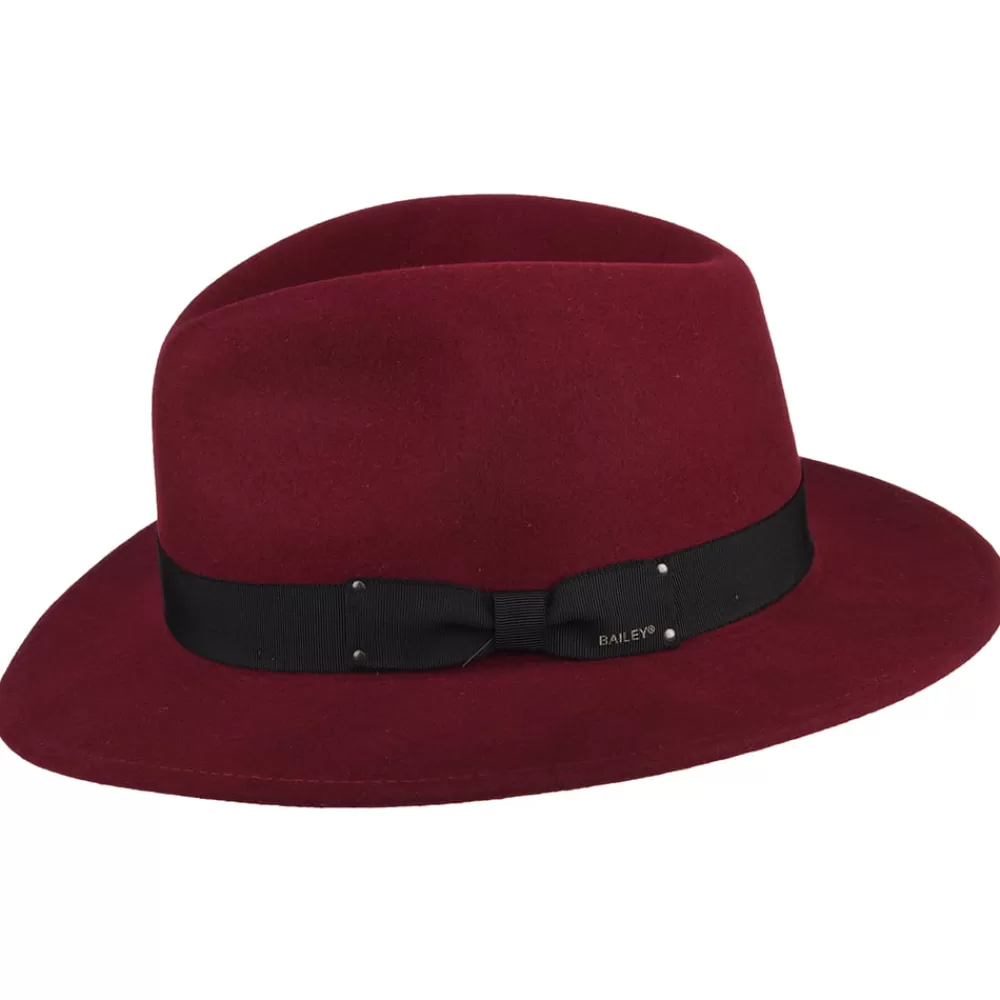 Chapeaux Trilby | Chapeaux Hiver^Bailey Chapeau Fedora Déformable Hydrofuge Curtis en Laine Feutrée vin
