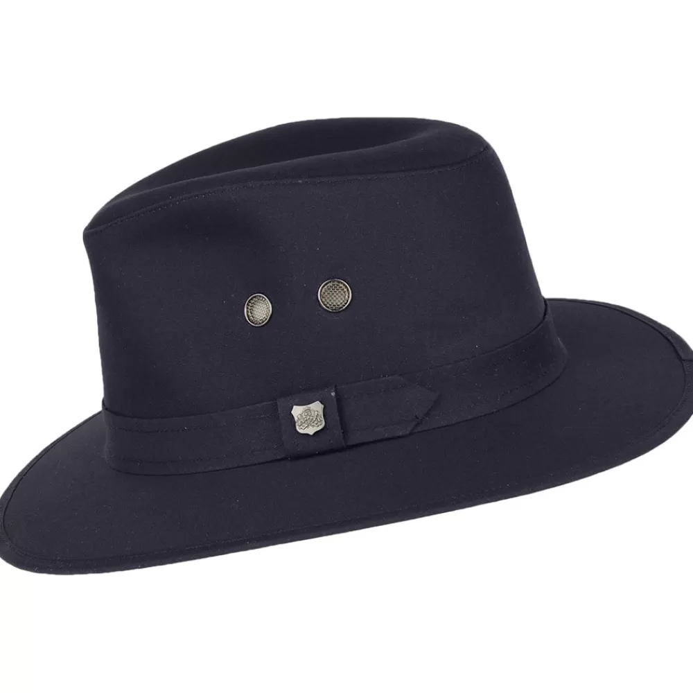 Chapeaux Trilby | Chapeaux Fedora^Failsworth Chapeau Fedora en Coton Ciré Hydrofuge Drifter bleu marine