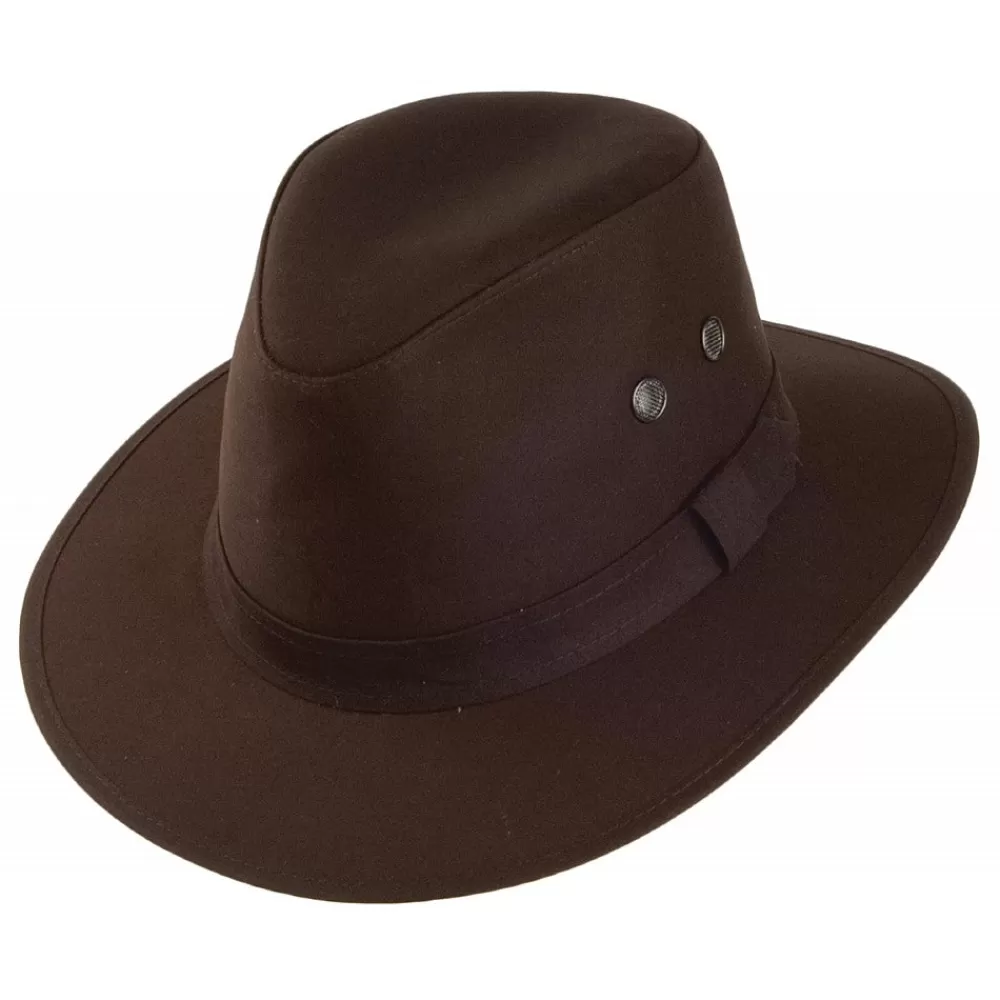 Chapeaux Trilby | Chapeaux Fedora^Failsworth Chapeau Fedora en Coton Ciré Hydrofuge Drifter marron