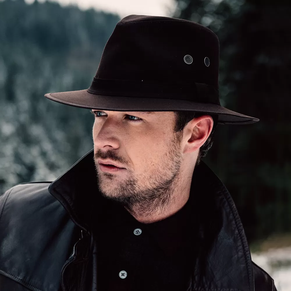 Chapeaux Trilby | Chapeaux Fedora^Failsworth Chapeau Fedora en Coton Ciré Hydrofuge Drifter marron