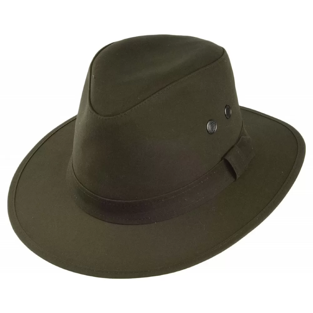 Chapeaux Trilby | Chapeaux Fedora^Failsworth Chapeau Fedora en Coton Ciré Hydrofuge Drifter olive
