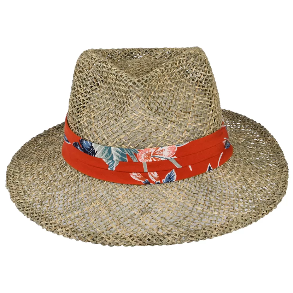 Chapeaux Trilby | Chapeaux Fedora^Brixton Chapeau Fedora en Jonc de Mer Aloha naturel-orange