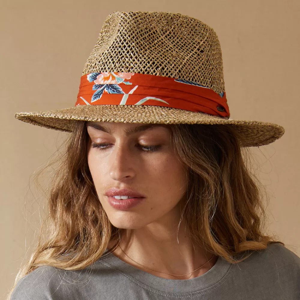 Chapeaux Trilby | Chapeaux Fedora^Brixton Chapeau Fedora en Jonc de Mer Aloha naturel-orange