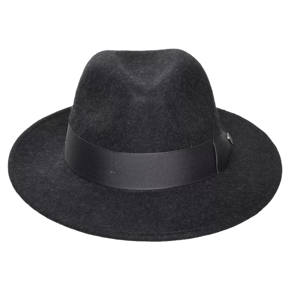 Chapeaux Trilby | Chapeaux Fedora^Failsworth Chapeau Fedora en Laine Feutrée Chinée Hydrofuge Boston gris foncé