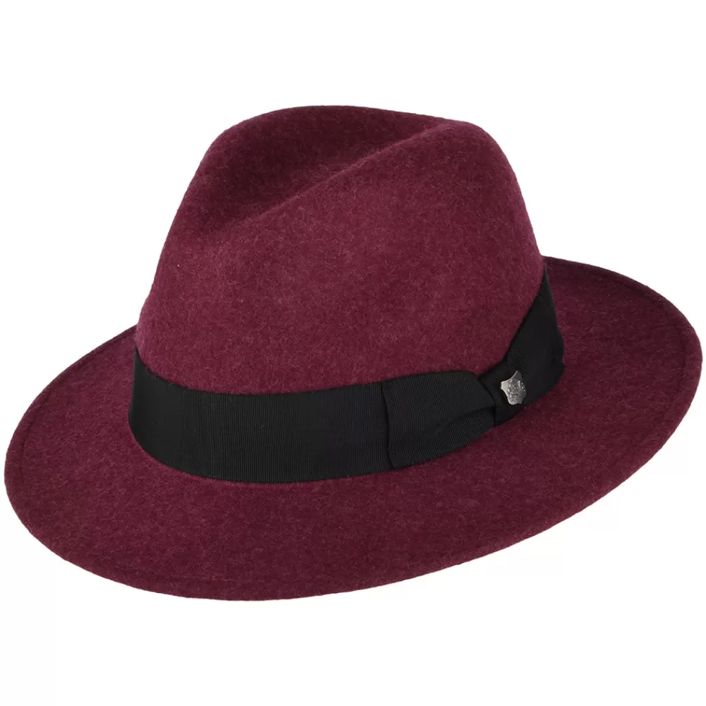 Chapeaux Trilby | Chapeaux Fedora^Failsworth Chapeau Fedora en Laine Feutrée Chinée Hydrofuge Boston merlot
