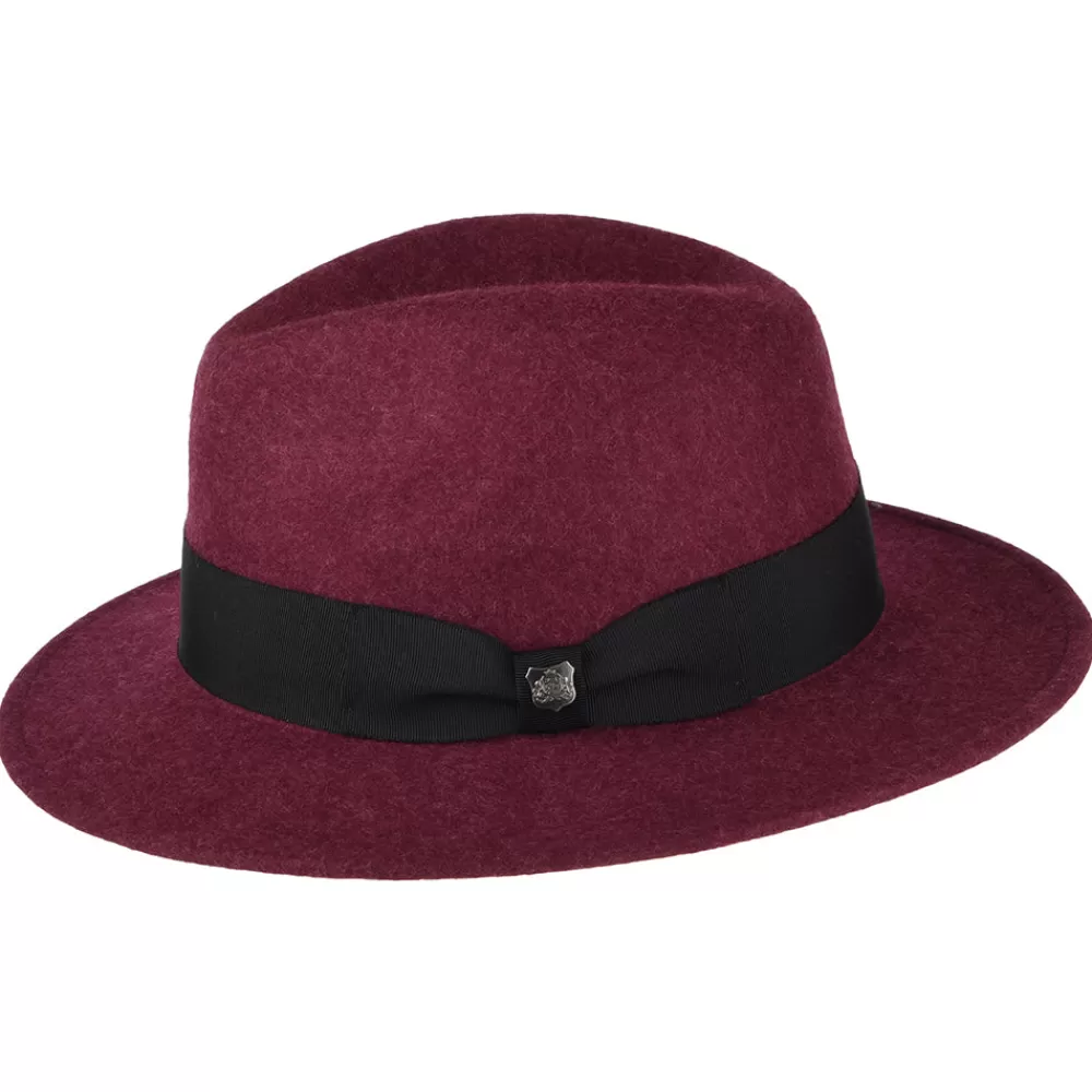Chapeaux Trilby | Chapeaux Fedora^Failsworth Chapeau Fedora en Laine Feutrée Chinée Hydrofuge Boston merlot