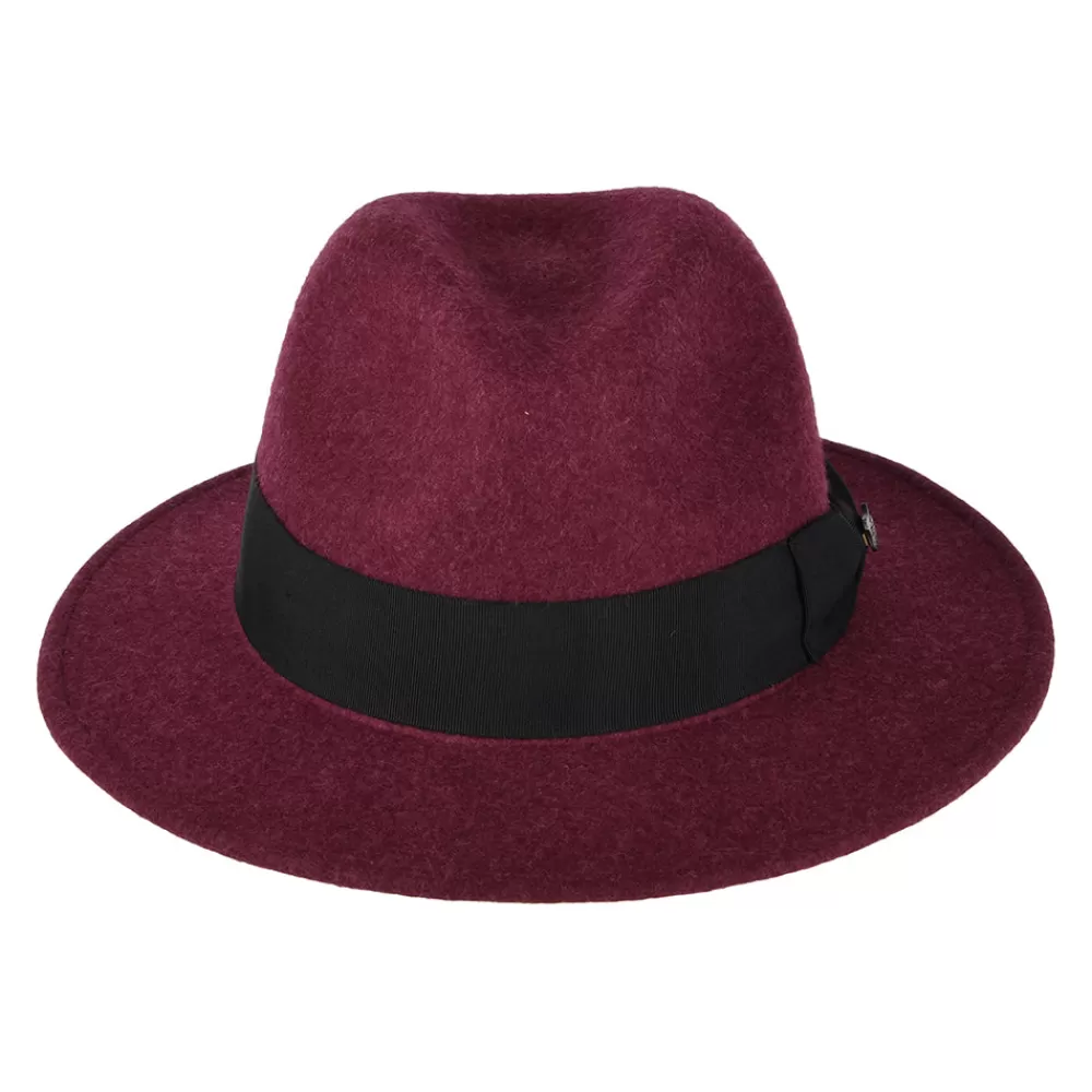 Chapeaux Trilby | Chapeaux Fedora^Failsworth Chapeau Fedora en Laine Feutrée Chinée Hydrofuge Boston merlot