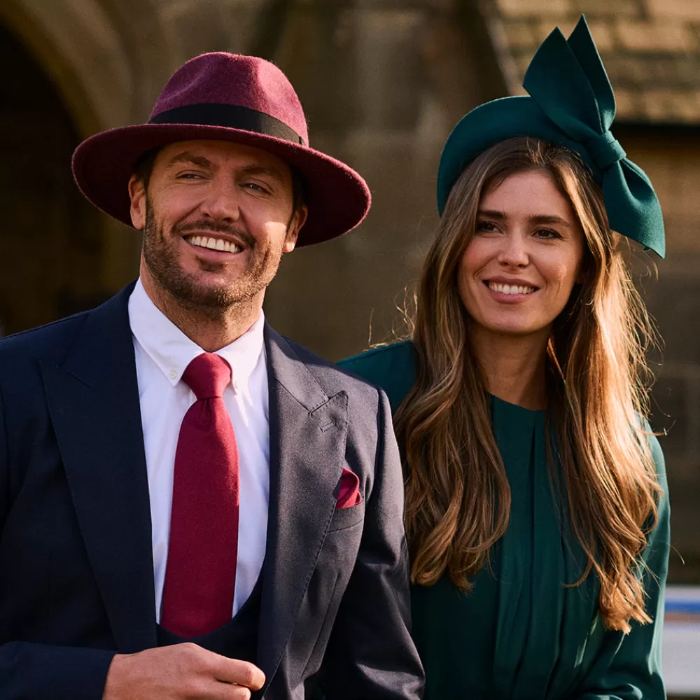 Chapeaux Trilby | Chapeaux Fedora^Failsworth Chapeau Fedora en Laine Feutrée Chinée Hydrofuge Boston merlot