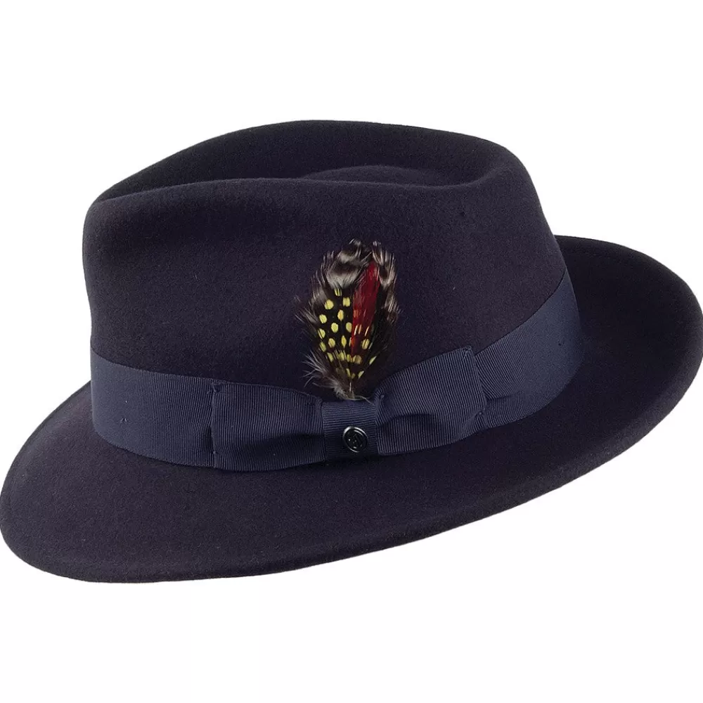 Chapeaux Trilby | Chapeaux Fedora^Jaxon & James Chapeau Fedora en Laine Feutrée Déformable C-Crown bleu marine JAXON & JAMES