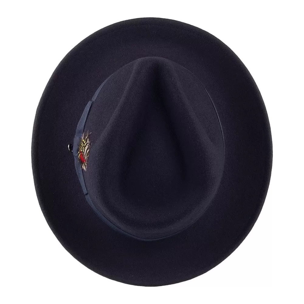 Chapeaux Trilby | Chapeaux Fedora^Jaxon & James Chapeau Fedora en Laine Feutrée Déformable C-Crown bleu marine JAXON & JAMES